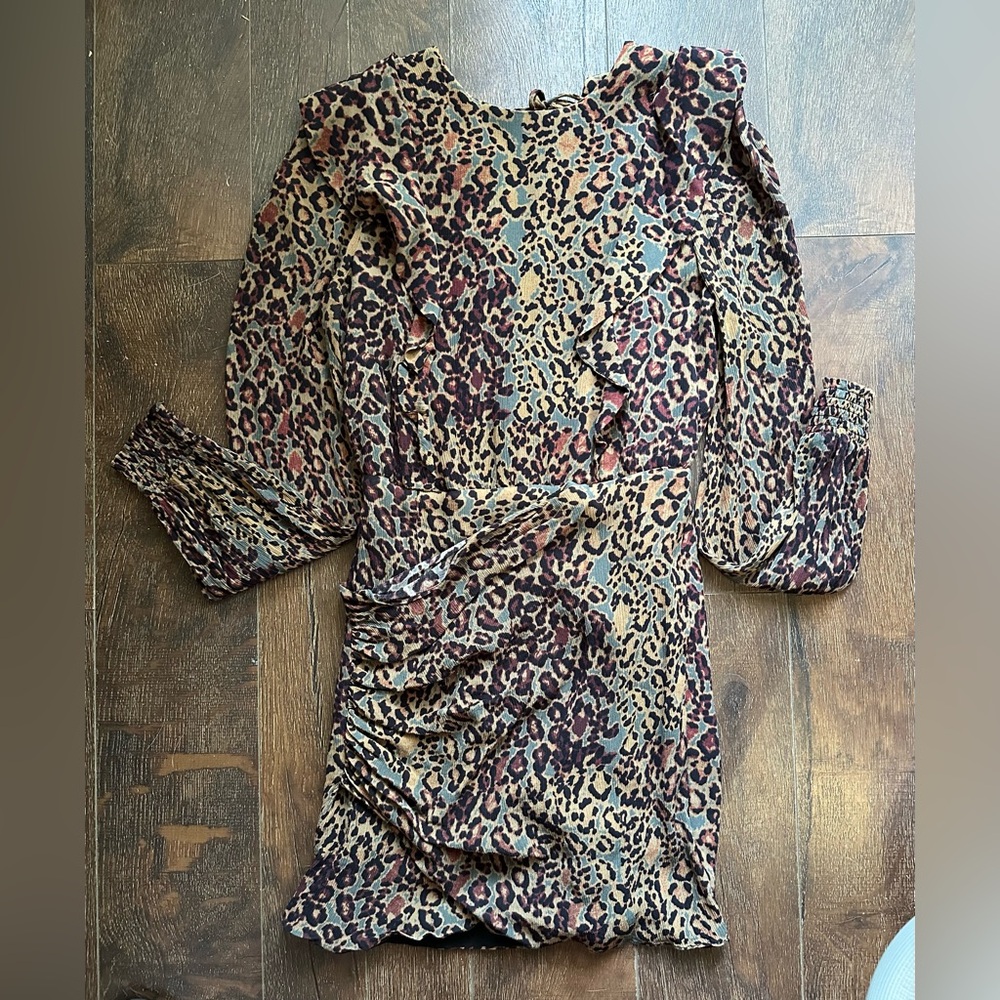 AllSaints Elodie halftone dress in burgundy - Picture 3 of 10